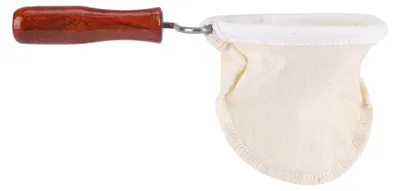 Kaffeefilter aus Flanell, wiederverwendbar, mit Holzgriff, Beige