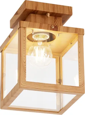 Produktbild von Industrielle Deckenleuchte für Außenbereich Holz mit Klarglas Rotterdam