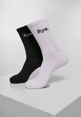 Image de Mister Tee Accessoires MT2044 | HI - Bye Socks short 2-Pack Chaussettes - Couleur : Black/White - Taille : 47-50