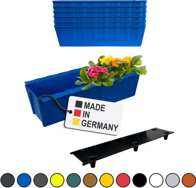 BURI 6 Euro-Paletten Blumenkästen-Einsätze inkl. Bewässerungsmatte, 37,3cm Blau, Pflanzkasten für Europalette Palette, Balkonkasten, Blumentopf, aus stabilen Kunststoff, Made in Germany