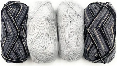 Produktbild von 200g (4x50g) Sockenwolle 75% Schurwolle Handstrickgarn Strick, Farbe:Grau