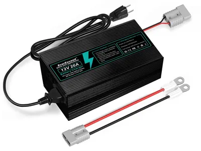 Produktbild von Akku-Ladegerät - 14,6 V, 20 A - für 12V, 100Ah LiFePO4-Akkus - Schwarz - Schnellladegerät für sicheren Betrieb