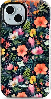 Produktbild von Handyhülle für iPhone 15, Mobiwear Elite Pro, Bunt-Blumig