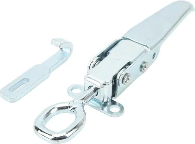 Imagen del producto de Cierre de resorte para remolque, robusto, de hierro galvanizado. Cerradura de seguridad, abrazadera con pestillo para manija de puerta, ideal para vehículos recreativos, caravanas y autocaravanas