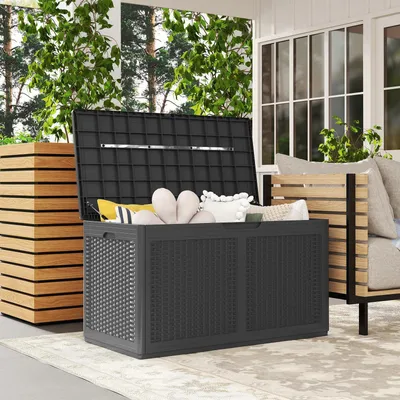 Image de Boîte de rangement extérieure - Coffre de jardin - Boîte de rangement - Récipient extérieur - Coffre de jardin - 378 litres - Plastique résistant aux intempéries