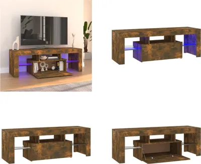 Produktbild von vidaXL TV Schrank mit LED Leuchten Räuchereiche 120x35x40 cm - TV-Schrank - TV-Schränke - TV-Möbel - TV-Ständer