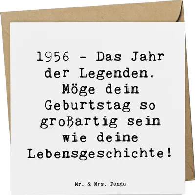 Produktbild von Mr. & Mrs. Panda Grußkarte Spruch 1956 Geburtstag - Weiß - Geschenk, faltkarte, Happy Birthday, Glückwunsch, Nostalgie, anlasskarte, Meilenstein, Klappkarte, Geburtsjahr