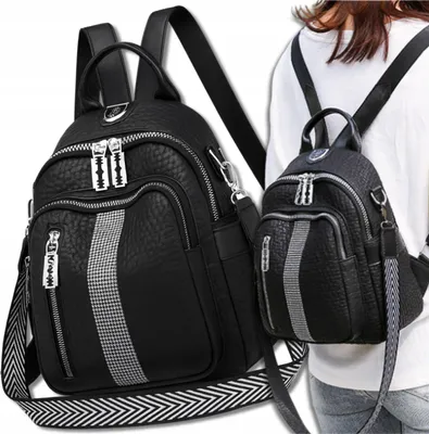 Produktbild von EDIBAZZAR | Schwarzer modischer wasserdichter Damenrucksack 2 in 1 Umhängetasche mit zwei City-Gurten