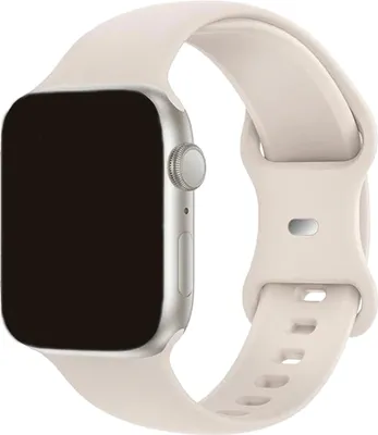 Produktbild von Strap-it Classic Silicone Strap - Passend für Apple Watch Armband - Series 1/2/3/4/5/6/7/8/9/10/11/SE - Starlight / Starlight - Armband Silikon Sportschlaufe - iWatch Sportarmband für Größe: 38 / 40 / 41 / 42mm