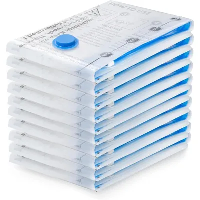 Zdjęcie produktu dla Worki próżniowe do przechowywania, 10 sztuk, 80x60 cm, szczelne, wielokrotnego użytku, do ubrań i pościeli