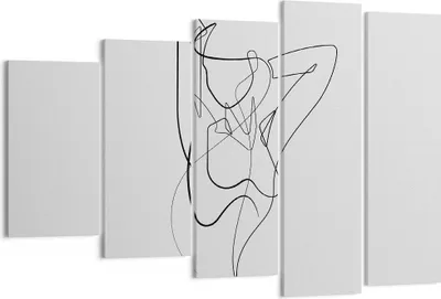 Produktbild von Bild auf Leinwand - Leinwandbild - 5 Teile - Frau Bleistift Linie - 150x100cm - Wand Bild - Wanddeko - Wandbilder - Leinwanddruck - Bilder - Wanddekoration - Leinwand bilder - EG150x100-4991