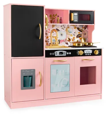 Produktbild von Rosa Holz-Spielküche mit goldenen Details
