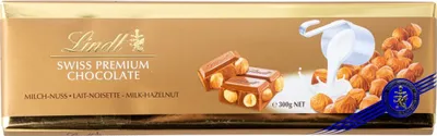 Produktbild von Lindt Schokoriegel Milch mit gerösteten Haselnüssen 300 Gramm