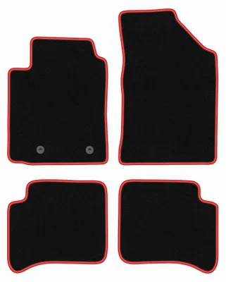 Productafbeelding van Velours automatten voor Toyota Yaris I 1999-2005 – 4-delig, zwart/rood, op maat – Wielganizator CARLUX