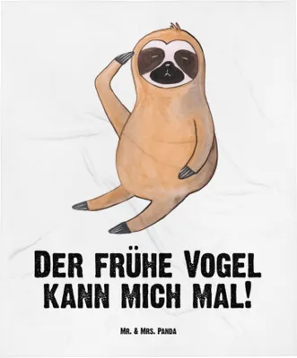 Produktbild von Mr. & Mrs. Panda Kinderdecke Faultier Vogel - Weiß - Geschenk, Frühaufsteher, Morgenmuffel, Babydecke, Fleecedecke, Schlummerdecke, Erstlingsdecke, Plaid