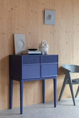 Produktbild von Kommode June Lila mit 2 Türen, 4 Fächern, PUSH-TO-OPEN, 45x80x100 cm (BxTxH)