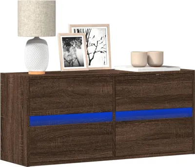 Obrázok produktu pre Maison Exclusive - TV skriňa s LED osvetlením, hnedý dubový vzhľad, 100 x 31 x 45 cm