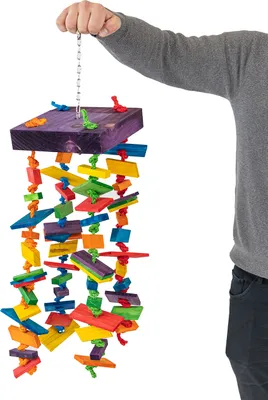 Produktbild von Papageienspielzeug Tinker-N-Round · Hängespielzeug aus Holz · ca. 20 x 20 x 60 cm