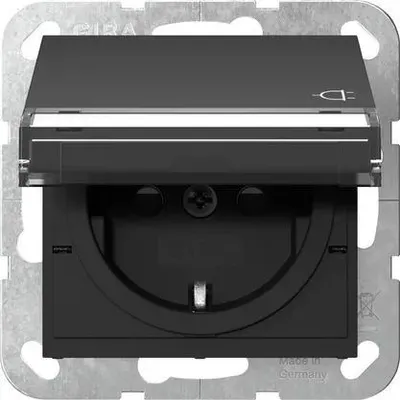 Produktbild von Gira SCHUKO-Steckd. KD BSF + SP System 55 Schwarz m 4557005