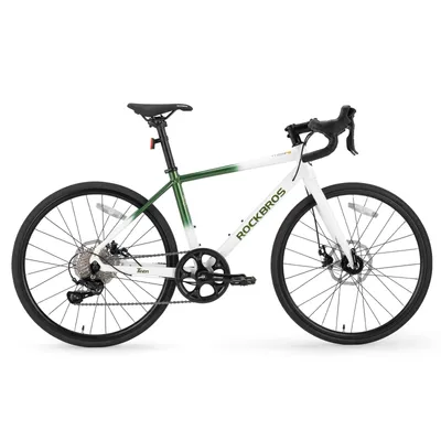 Produktbild von ROCKBROS Teen Rennrad 22 Zoll Aluminium Jugend, SENSAH PHI 10 Gang Schaltung Fahrrad Mechanische Scheibenbremsen für 140–155cm Fahrer Weiß-Grün EU Gr.