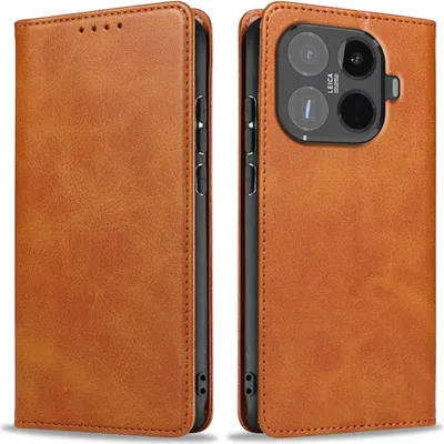 Produktbild von Handyhülle für Xiaomi 15T Pro Kunstleder Flip Cover Hülle Handytasche Case Kartenfach Farbe: Hellbraun