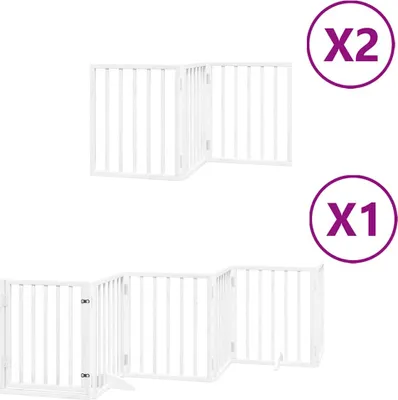 Obrázok produktu pre vidaXL 12-dielna brána pre psov s dvierkami Skladacia biela 600 cm Topoľové drevo