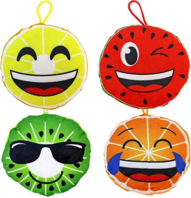 Immagine prodotto di 4 pezzi di frutta in peluche con anello