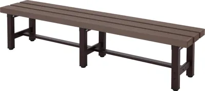 Produktbild von Alu Gartenbank HWC-K60, Bank Parkbank Sitzbank Balkonbank, wetterfest WPC 180cm, braun