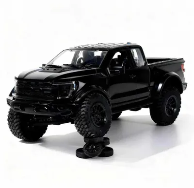 Produktbild von RC Rock Crawler Offroad Truck - R12-01Q F150 1:14 - 4WD 2,4G Fernsteuerung - Metall Antriebswelle und Getriebe - 7,4V 1500mAh Li-Ion Akku - RTR Modellauto - Schwarz
