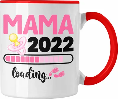 Produktbild von Trendation - Mama 2022 Loading Tasse Schwanger Schwangerschaftsverkündung Überraschung (Rot)