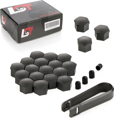 Produktbild von 20x Radschrauben Kappen Radschraubenkappen 17 mm schwarz Matt für AUDI PORSCHE