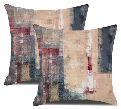 Obrázok produktu pre Poťahy na vankúše 40x40 cm, červené, 2 kusy, abstraktné motívy, materiál: ľan