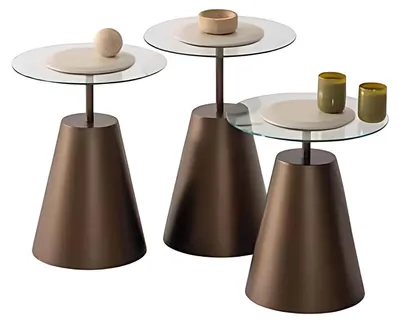 Produktbild von Beistelltisch-Set – 3 Beistelltische im eleganten Goldfarb‑Design Satztisch