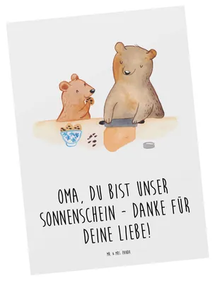Produktbild von Mr. & Mrs. Panda Postkarte Oma Sonnenschein - Weiß - Geschenk, Fotokarte, Wertschätzung, Danke, Ansichtskarten, Fürsorge, Familie, Dankbarkeit, Aufmerksamkeit, Herz