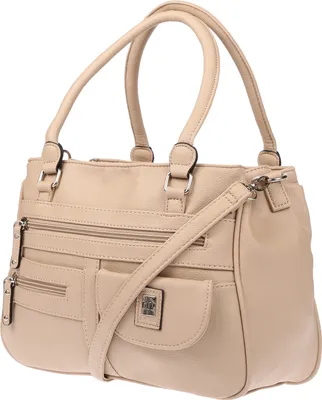 Produktbild von Große Damen Tasche Schultertasche Umhängetasche Henkeltasche Leder Optik Bag Beige-Dunkel