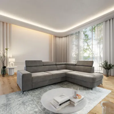 Produktbild von Masseno Ecksofa ALVORO R-S mit Schlaffunktion L-Form, Sofa mit Bettkasten, Wohnzimmersofa, Couch, Soffa, Bettsofa, Couchgarnitur- Grau, MONOLITH 85