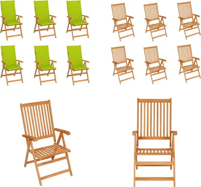 Produktbild von vidaXL Gartenstühle 6 Stk. mit Hellgrünen Kissen Massivholz Teak - Gartenstuhl - Gartenstühle - Gartensessel - Klappstuhl