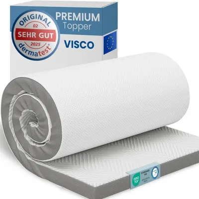 Image de ELONEO Topper de matelas viscoélastique 80x200cm, surmatelas avec effet mousse à mémoire de forme, 5 cm d'épaisseur, surmatelas pour lit et boxspring