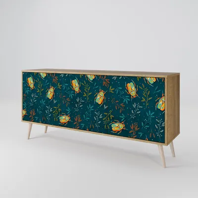 Produktbild von Spacerebels Kommode mit 3 Türen - Sideboard Komodenschrank - Highboard - Kleiderschrank Möbel - Wohnzimmer Schlafzimmer - 57,5×111×42 (HxBxT)
