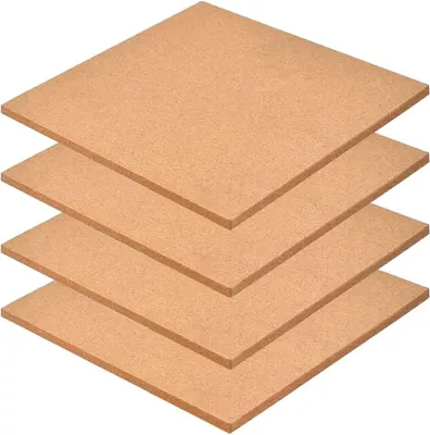 Produktbild von Quadratische selbstklebende Korkplatten - 4 Stück - Korkwand Pinnwand - Wohnkultur - Büromemorandum - 30 x 30 x 0,6 cm