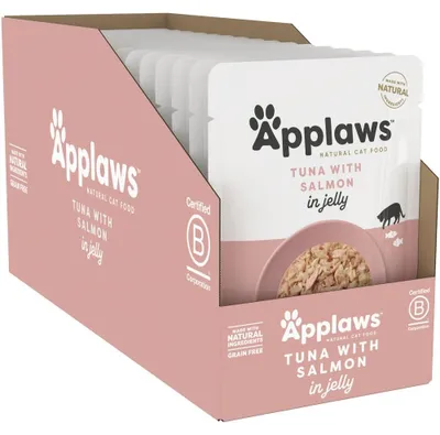 Productafbeelding van Applaws Premium Natvoer voor Katten, Tonijnfilet met Zalm in Gelatine, 70g portie