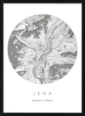 Produktbild von Gerahmtes Bild Jena Landkarte 53x73 cm
