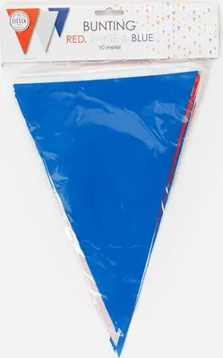 Produktbild von XL Wimpel Girlande aus Folie in Rot Weiß und Blau 10 Meter