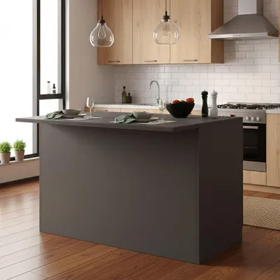 Immagine prodotto di Dmora Isola da Cucina Analiza 90x125x90h cm Nero Antracite, Modulabile 4 Vani  Italy