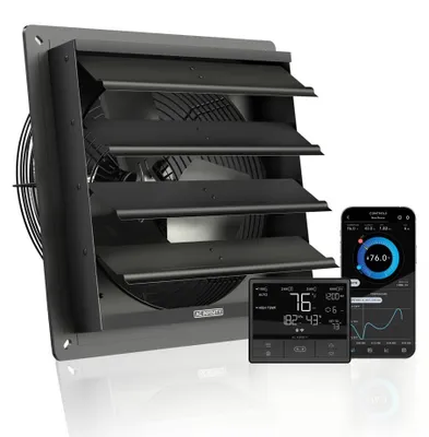 Abzugventilator 12 Zoll mit Temperatur- und Feuchtigkeitsregler