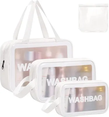 Image de Aucuu Trousse de toilette transparente Set de voyage 4 pièces
