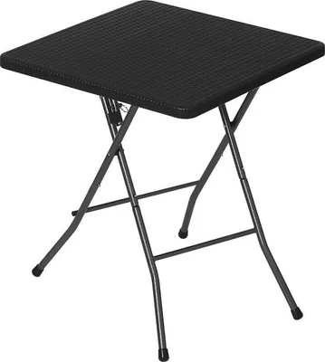 Obrázek produktu pro Skládací zahradní stůl na balkon a na kempování, HDPE, černý, 61 x 61 x 73 cm