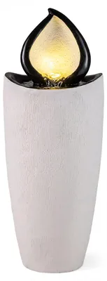 Produktbild von COSTWAY Springbrunnen, Gartenbrunnen mit LED Beleuchtung & Pumpe, Zimmerbrunnen für draußen, wetterfest, Brunnen 34,5 x 92 cm Kunstharz Weiß