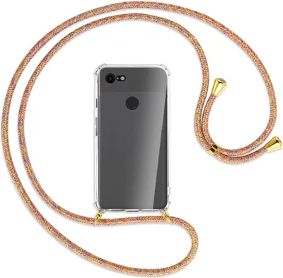 Produktbild von Handykette Backcover-Schutzhülle mit Band (Metall goldfarben) für Google Pixel 3 - Rainbow