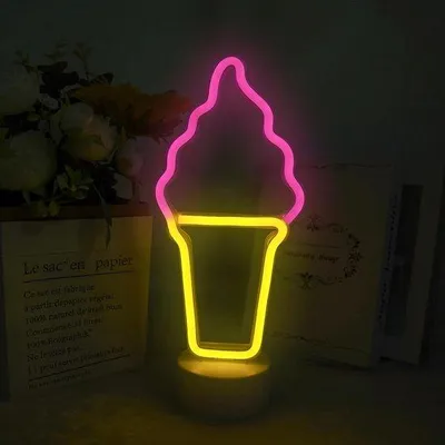 Image de Applique murale LED - Lampe de nuit USB/néon à piles, décoration murale, cadeau d'anniversaire, pour les fêtes, décoration de chambre d'enfant